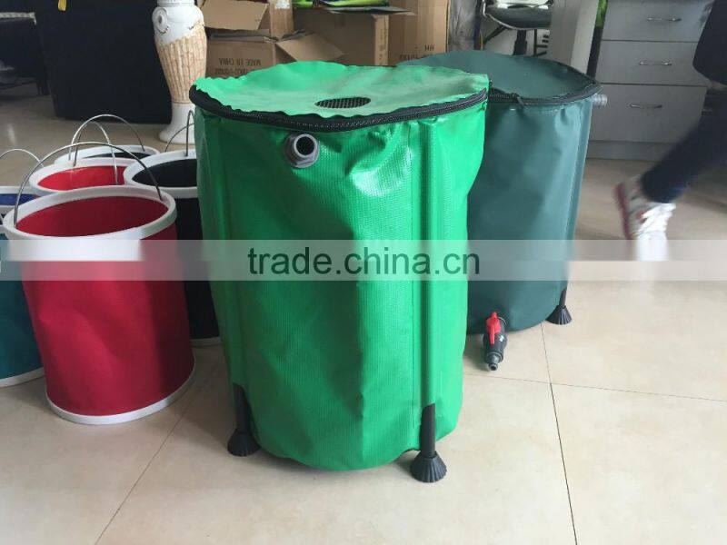 Portable Rain Barrel 50 Gallon Collapsible Outdoor Garden Water Collector Spout