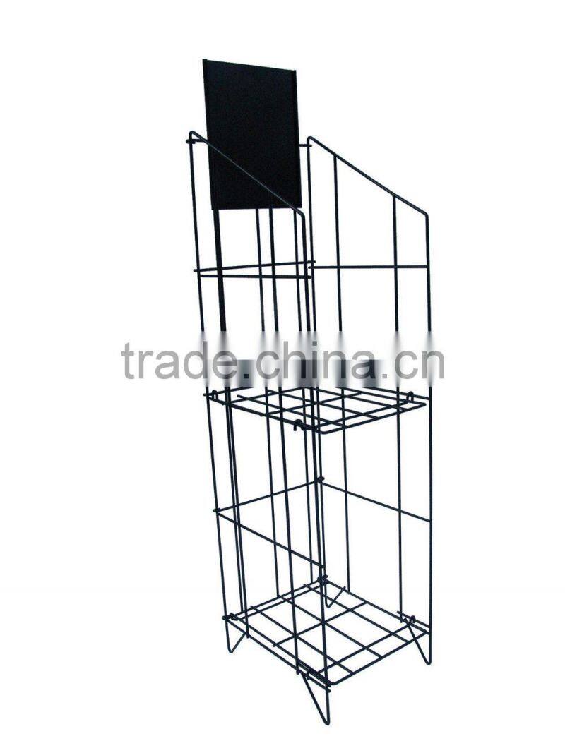2 tiers floor standing newspaper magazine display rack