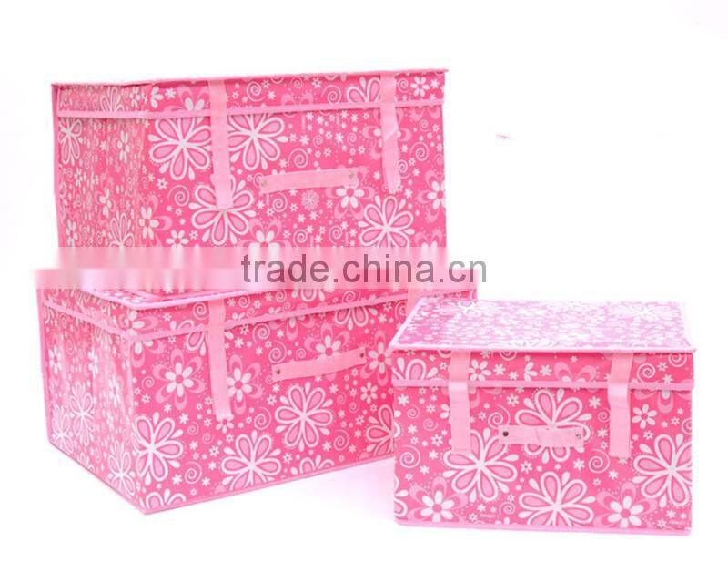 N486 Good Quality Custom Printed Non Woven Coated Water Proof Foldable Storage Box Polka Dot Bin