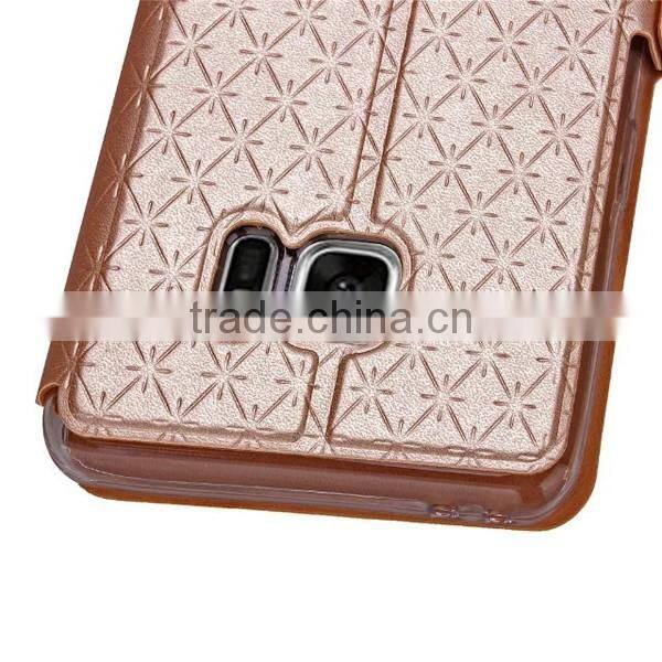 Embossing PU Leather Phone Case, Holder Stand Magnetic Flip leather Case With window For Samsung Note 7