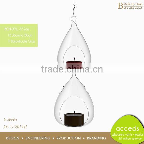 Wholesale Fashional Pyrex Glass Hanging Tea Light Candle Holders