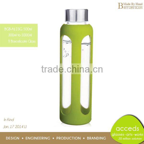 Eco-Friendly Pyrex Glass Silicone Travel Bottle