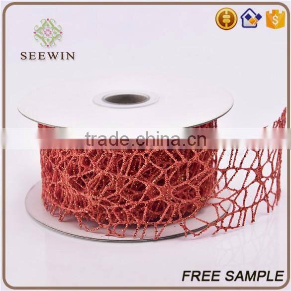 elegant purple velvet poly web sheer thick ribbon