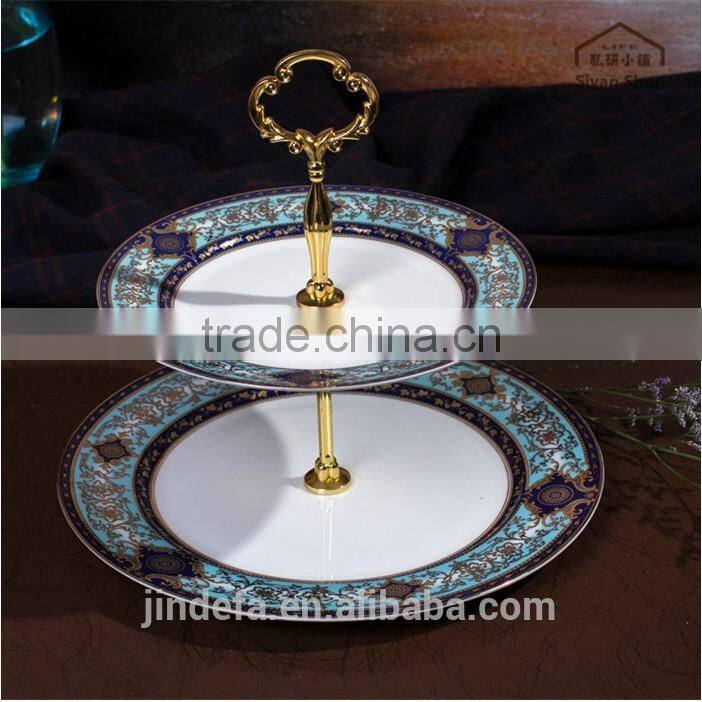 ceramic double layer cake plate