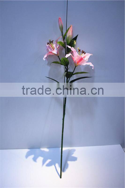 Home garden creepers decoration 110cm Height artificial pink 2 flowers 2 bud Lily making EBHH04 2211