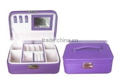 Small Faux Leather Travel Jewelry Box Organizer Display Storage Case for Rings Earrings Necklace (Purple)