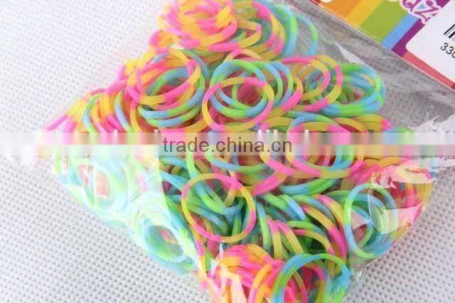 300PC Hair Band With 12 Buckles/Double colors RUBBER BAND