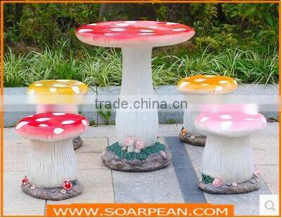 Garden/Kindergarten Furniture Set Fiberglass Mushroom Table Chairs