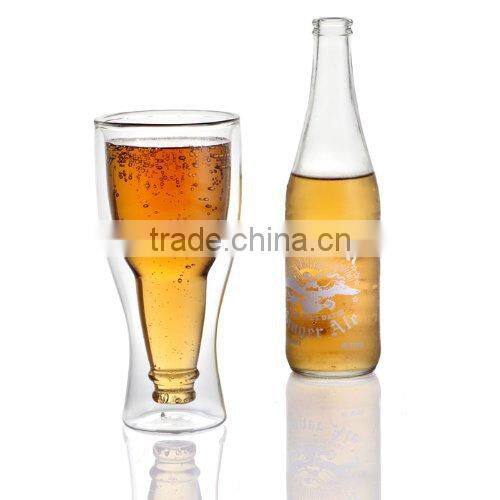 250ml 9ounce hopside down beer glass,beer double wall glass