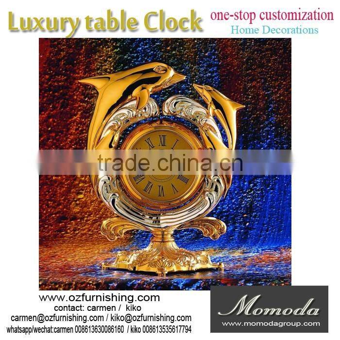 momoda Luxury Royal braroque style gold decorations antique classic home marble basic metal copper desk clock
