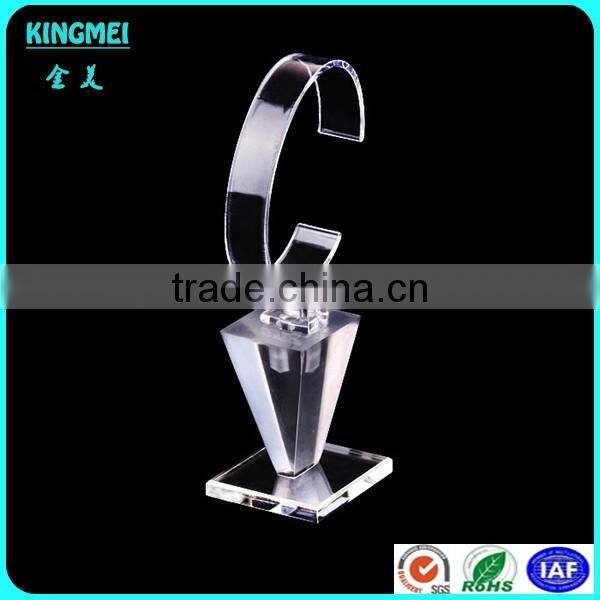 Desktop perspex acrylic c shape watch display, handmade single watch holder watch stand