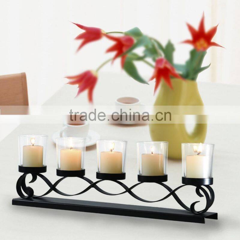 Black Iron Candle Stand Rack Shelf Hold 5 Candles