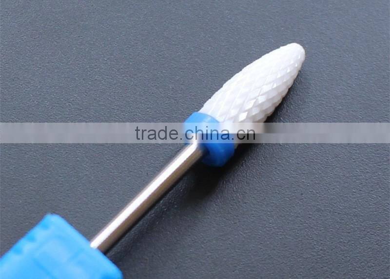 1 Piece Nail Drill Head Diameter 6.5MM White Ceramic Burr For Nail Shank Diameter 2.35MM