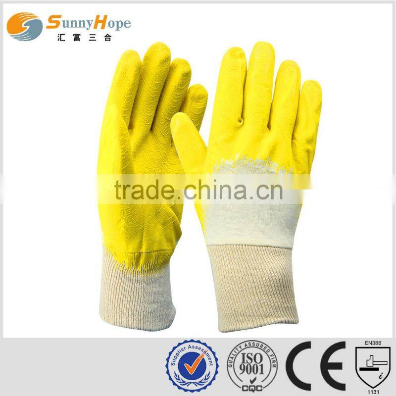 SUNNYHOPE yellow knitted Latex Palm Coated Gloves