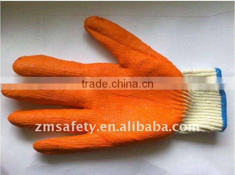 Blue latex coated cotton gloves with crinkle finishJRE37