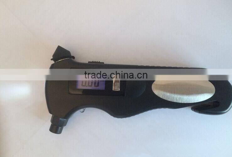 Multifunction Emergency Tool Digital Tire Pressure Gauge with Safety Hammer