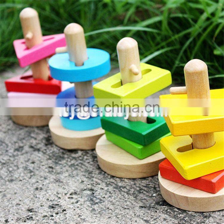 Best sale kids shape matching wooden educational blocks W13E068