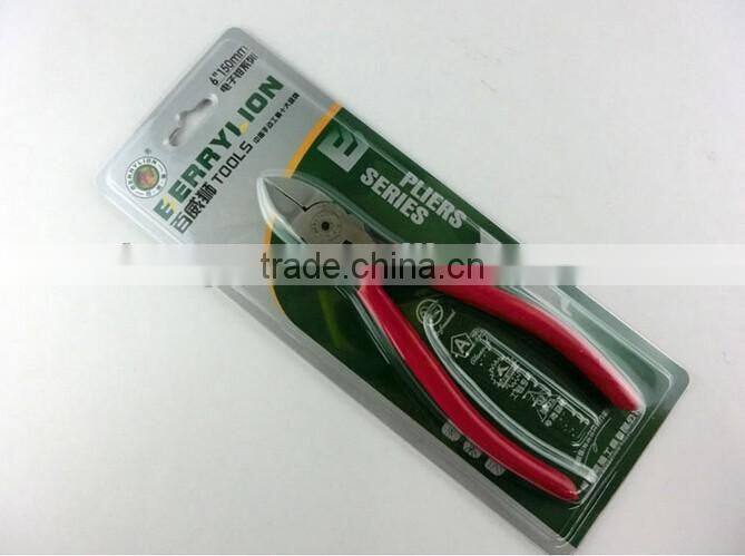 CRV side cutter for paper clip cutting, 5'' and 6'' plastic handle diagonal plier