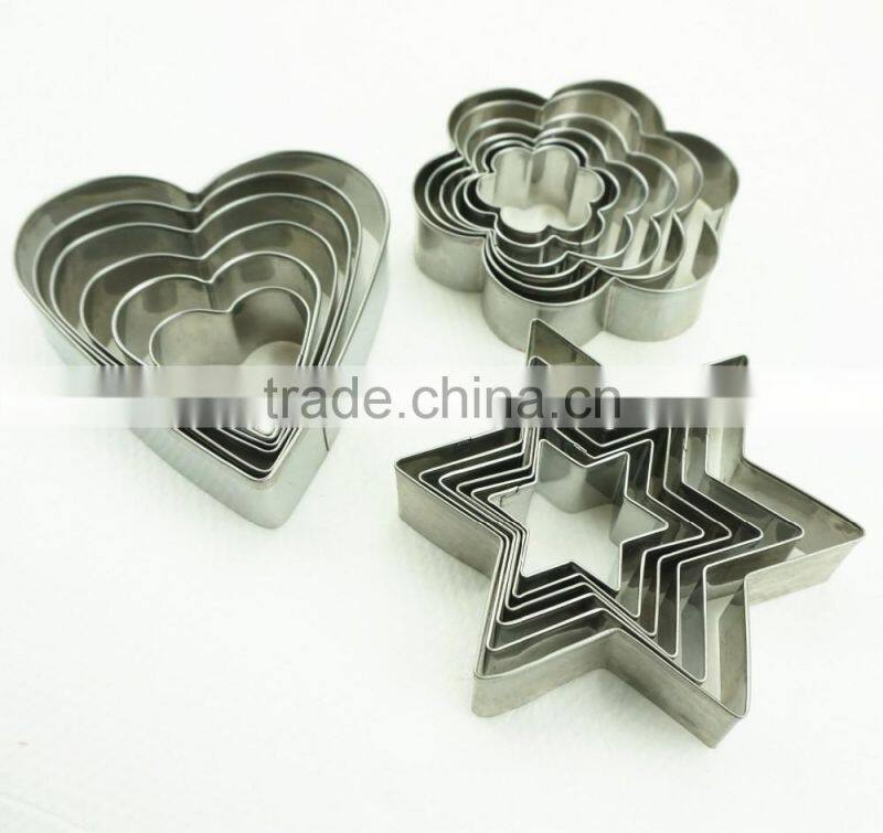 47033 18 pcs star heart flower Shape Cake cookie cutter ,fondant cake decorating tools