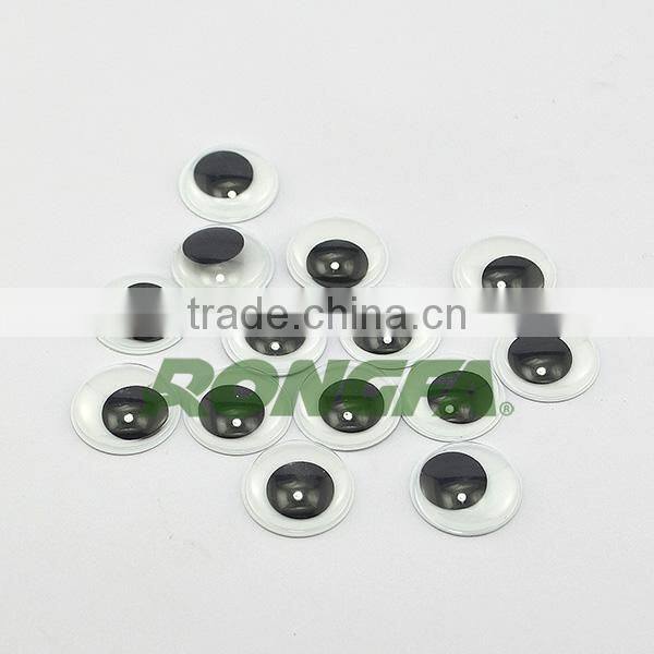 12mm large safety black plastic toys wiggle eyes with stickers