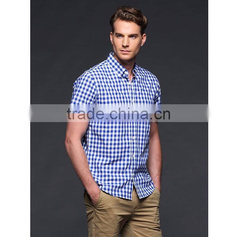 casual short sleeve shirts for men 100% Cotton Material and Plaids Pattern shirts wholesale plaid shirts