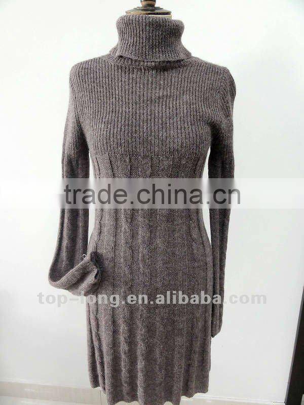 Women High neck winter sweater dress knitwear