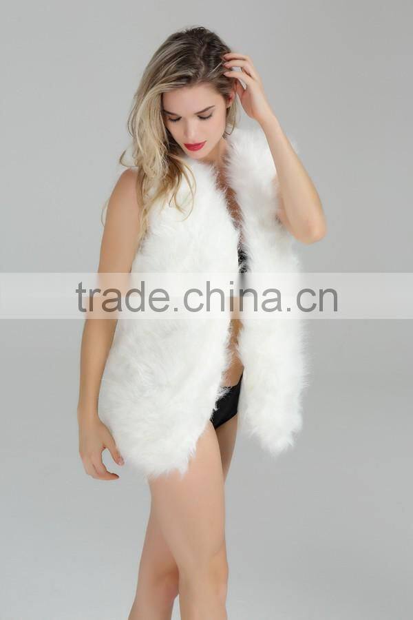 2016 Hot selling Good quality Mink Fake Animal White Fox Fur Vest