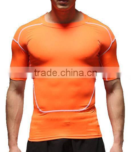 2017 New Mens short sleeve custom running compression shirts