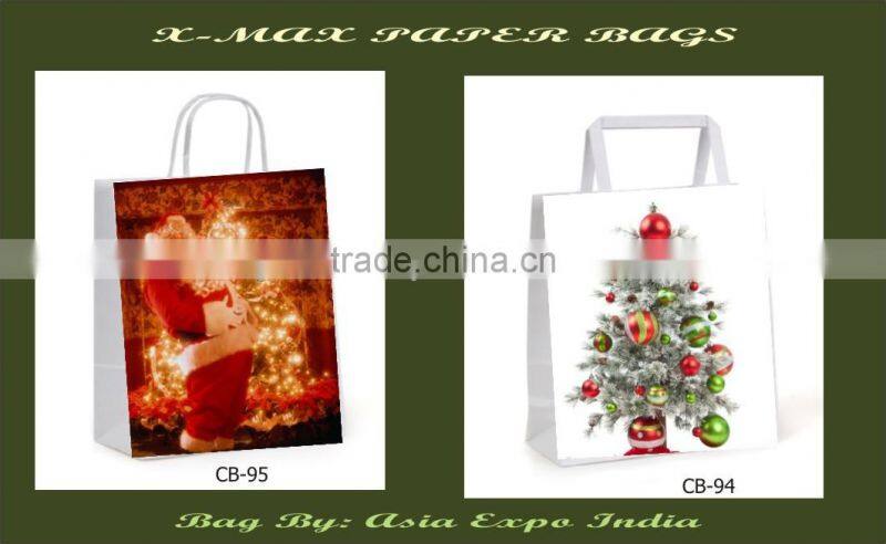 Paper carrier bag with new year designs printed glossy finish