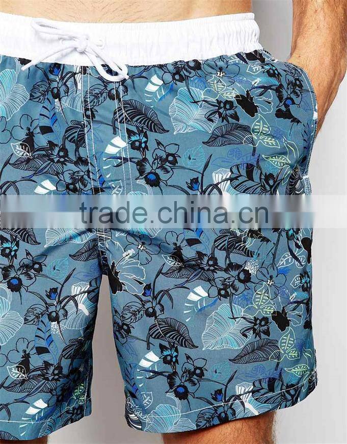 Stylish print quality mens 100% polyester swim shorts