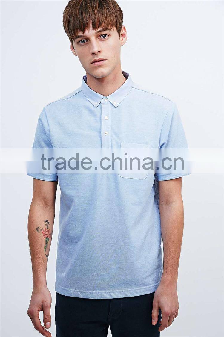 plain blue polo with chest pocket 100 percent cotton mens polo shirts t-shirt