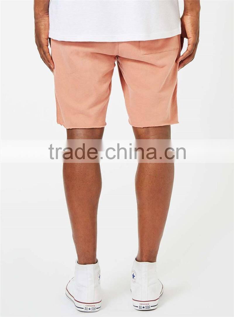 MGOO Foshan Manufacturer pink Ribbed Jersey Shorts Fashion Comfortable Draw String Raw Hem Knee Length Shorts