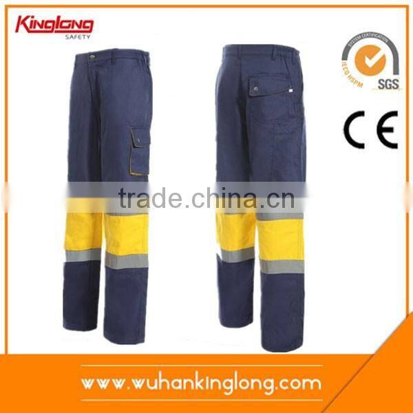 high visibility yellow/navy reflective safety work suit