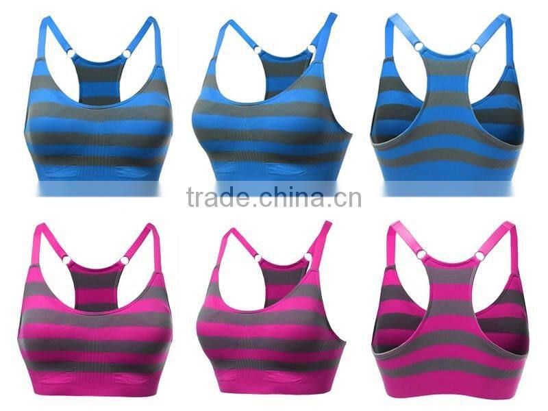 Wholesale Stripe Printed Breathable Dry-Fit Women Sports Bra YogaWear