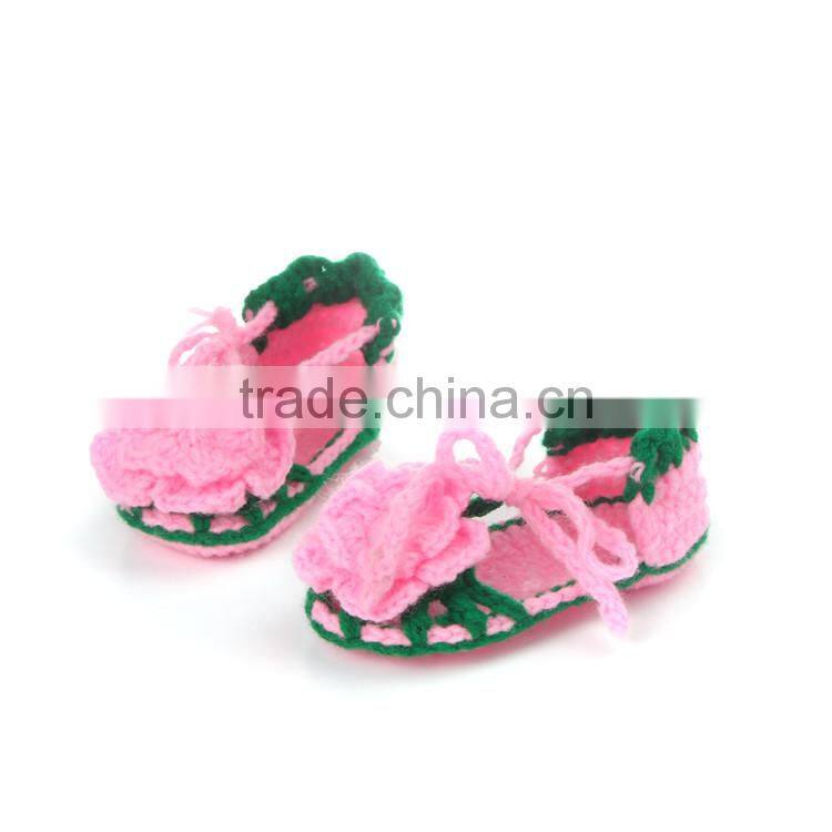 Summer Fashion Flower Hand Made Crochet Baby Toddler Shoes