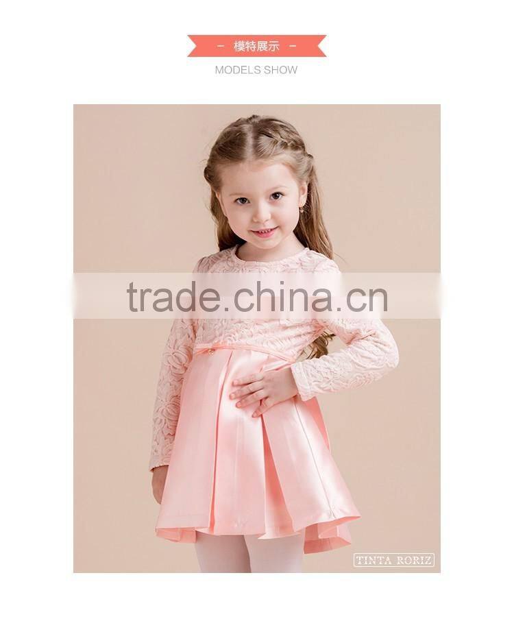 Girl's New Year Party Dress In Stain And Embroidery Fabric 2017 Spring Dress Designs For Girl