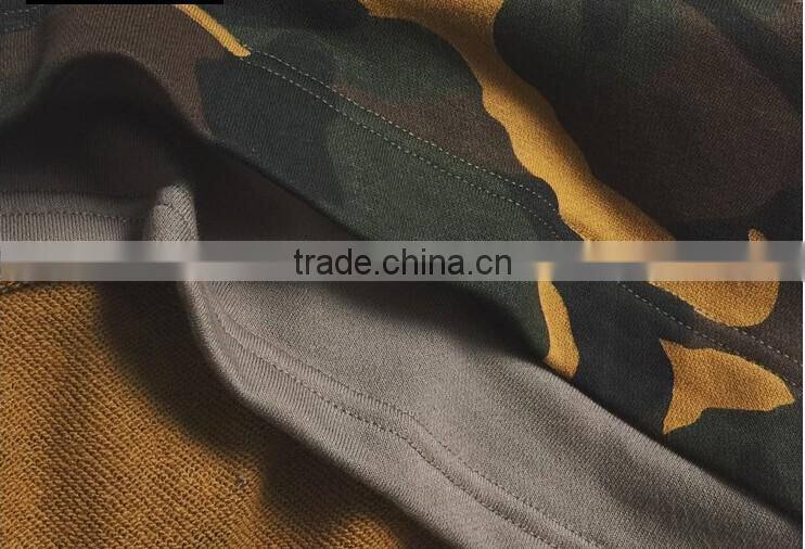 2017 Hip Hop Clothing 100% cotton Hoodie Fake Two Piece Camo T-shirt