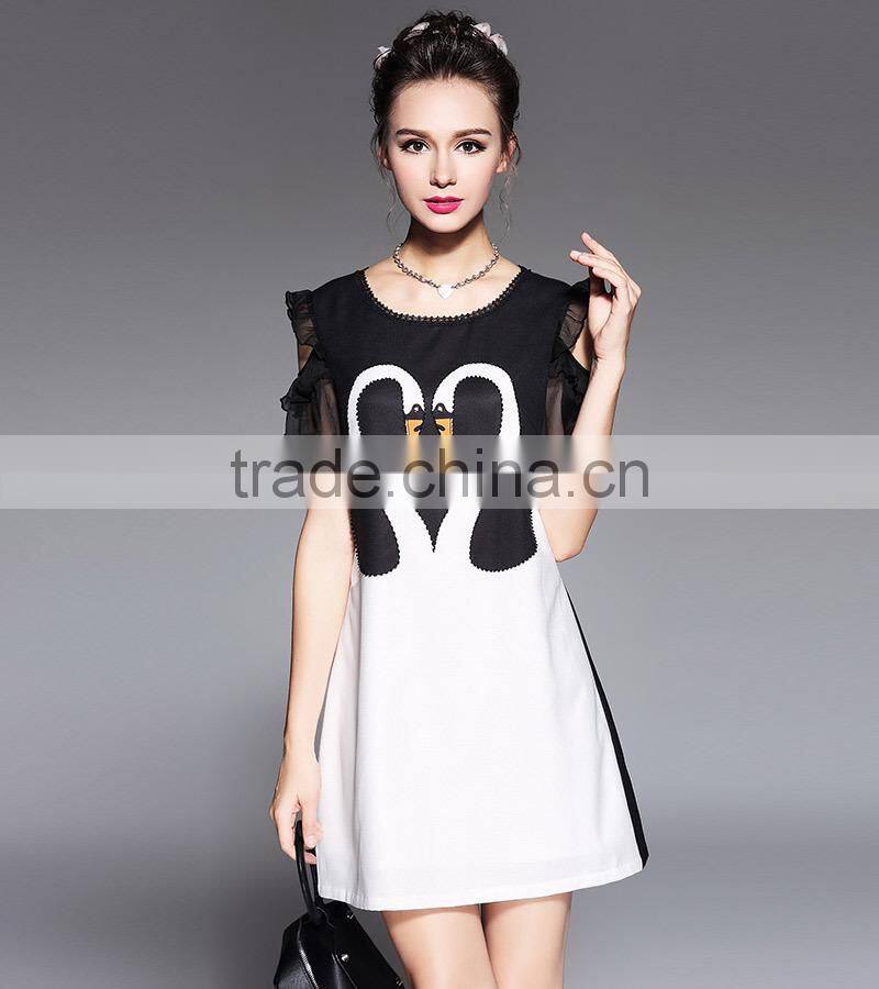 Z&M New women latest fashion dress cartoon dress Sheath dress