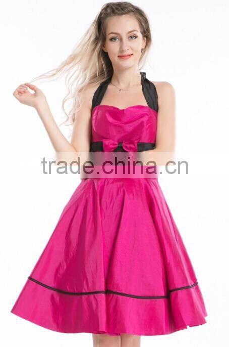 Women's Vintage Rockabilly Swing 1950's Evening Party Dress with Belt