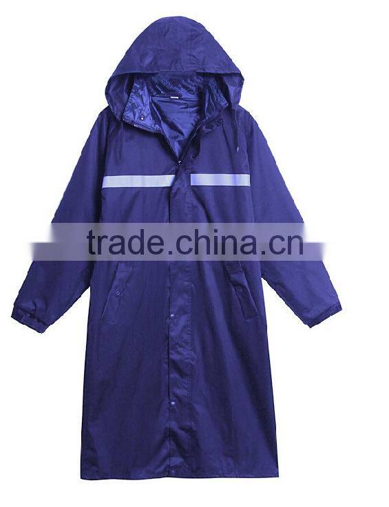 purple 300D oxford long raincoat with reflective tape