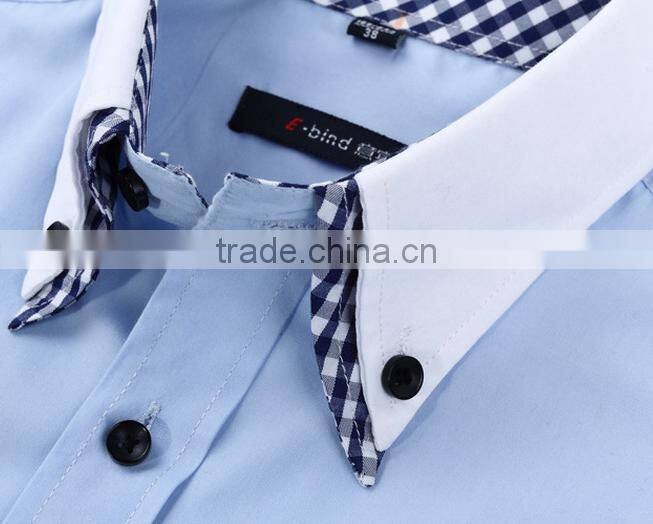 Short sleeve summer men's clothing wine red fashionable casual foe men double collar contrast color dress shirt