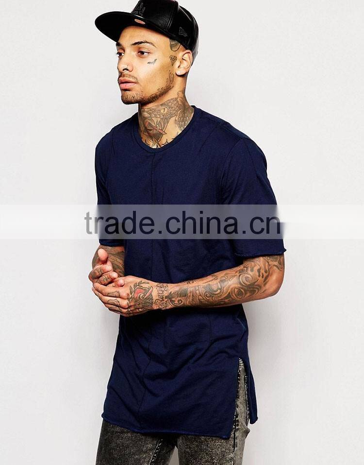 Guangzhou Shandao OEM Manufacturing Casual Summer 200g 40% Cotton 60% Polyster Short Sleeve O-neck Custom Side Split T Shirt