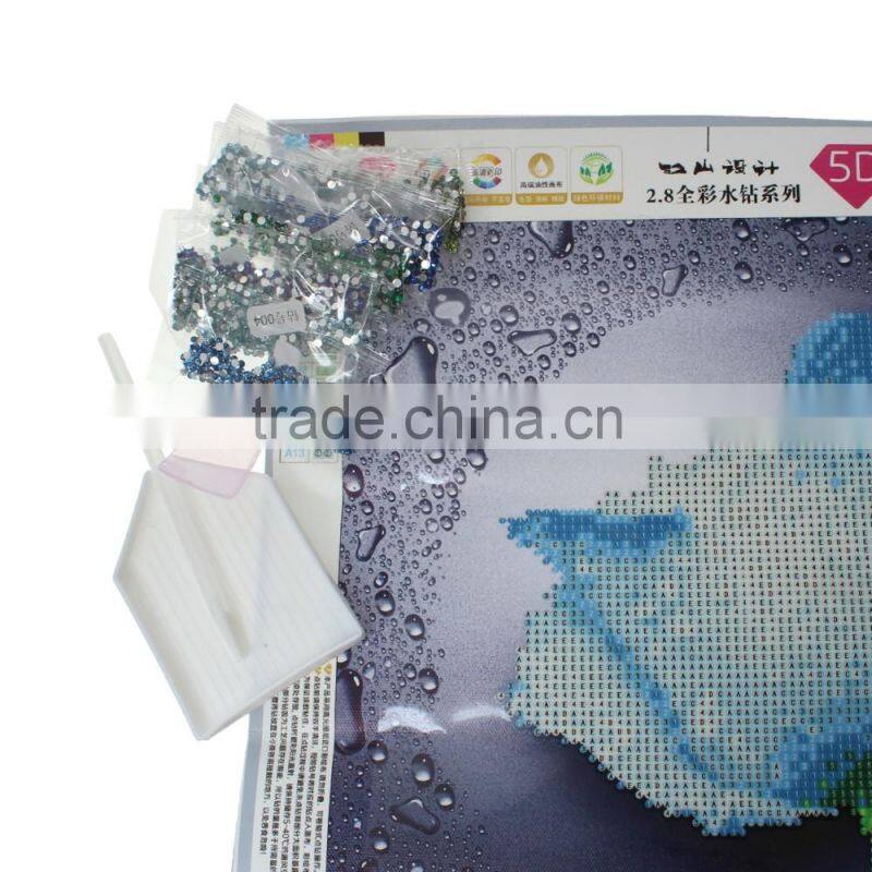 Handmade Blue Flower Pattern Embroidery Diamond Painting DIY Kit Cross Stitch For Living Room 34cmx5cm