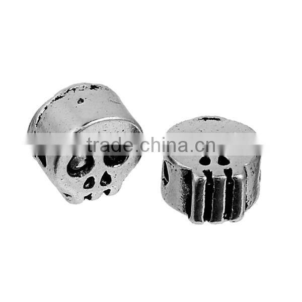 Zinc Based Alloy Halloween Spacer Beads Skull Antique Silver 7mm x 7mm
