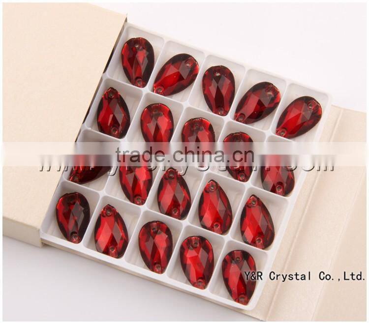 red teardrop sew on crystal stones,sew on crystal strass,sew on rhinestones