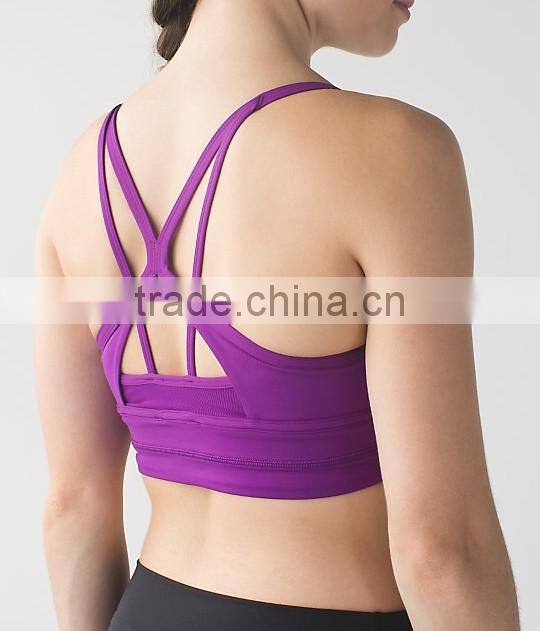 Custom 88% Polyester 12% Spandex Sexy Bra Purple Gym Wear for women