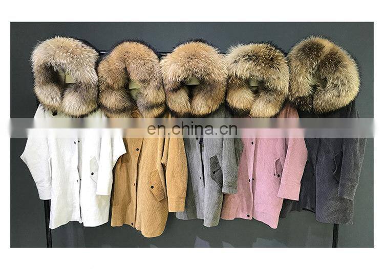 New Arrival Women Monochromatic Jackets and Winter Coats With Corduroy Fabric