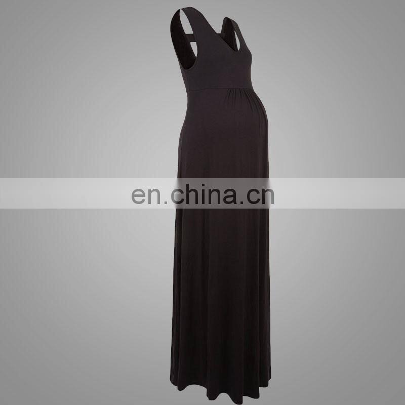 Black bar back maternity maxi dress sleeveless elegant maternity dress