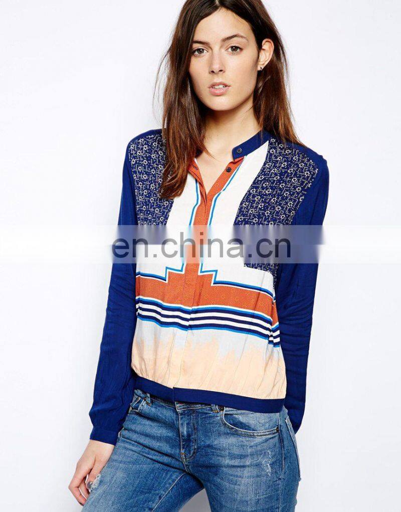 digital printed chiffon fabric blouses for ladies dress 100% polyester