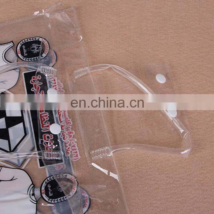 Transparent Wholesale Clear plastic shopping/clothing/gift pvc bag with handing button